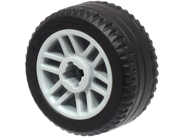 Part 11208c01 - Wheel 14mm D. x 9.9mm with Center Groove, Fake Bolts and 6 Double Spokes with Black Tire 21 X 9.9 (11208 / 11209) - De BrickPlaats