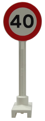 Part 14pb04 - Road Sign Round with 40 Pattern - De BrickPlaats