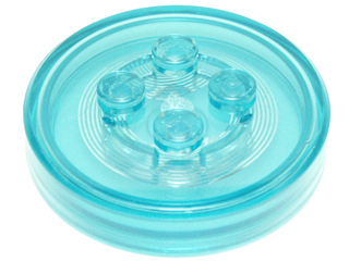 Part 18602c01 - Dimensions Toy Tag 4 x 4 x 2/3 with 4 Studs and Trans-Light Blue Bottom (Generic for Gadgets) - De BrickPlaats