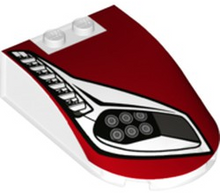 Part 18973pb12R - Windscreen 6 x 4 x 1 1/3 Canopy Straight Sides with Headlights, Vents and Red Pattern Model Right Side - De BrickPlaats