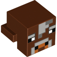 Part 19727pb003 - Creature Head Pixelated with Light Bluish Gray and Dark Bluish Gray Face Pattern (Minecraft Cow) - De BrickPlaats
