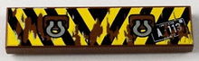 Part 2431pb0159 - Tile 1 x 4 with Black and Yellow Danger Stripes, Silver Tow Rings and 'A-113' (Yellow Corners) Pattern - De BrickPlaats