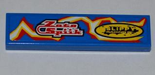 Part 2431pb0175L - Tile 1 x 4 with 'Zoto Spiik' and 'SLIPPY RACING OIL' over Electric Spark Pattern Model Left Side (Sticker) - Set 8303 - De BrickPlaats