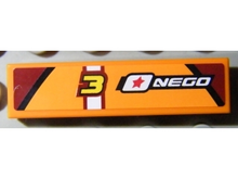 Part 2431pb0178 - Tile 1 x 4 with Number 3 and 'NEGO' Pattern (Sticker) - Set 8304 - De BrickPlaats