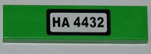 Part 2431pb0238 - Tile 1 x 4 with 'HA 4432' on White Background Pattern (Sticker) - Set 4432 - De BrickPlaats