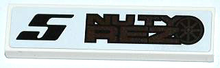 Part 2431pb0271R - Tile 1 x 4 with Black Number '5' and 'NUTY REZ' Pattern Model Right Side (Sticker) - Set 8149 - De BrickPlaats