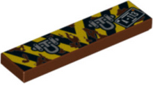 Part 2431pb0477 - Tile 1 x 4 with Black and Yellow Danger Stripes, Silver Tow Rings and 'A-113' (Black Corners) Pattern - De BrickPlaats