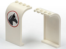 Part 2571pb05R - Panel 3 x 4 x 6 Curved Top with Horse Head Facing Right Pattern (Sticker) - Set 7635 - De BrickPlaats