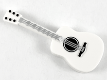 Part 25975pb02 - Minifigure, Utensil Musical Instrument, Guitar Acoustic with Silver Strings and Black Tuning Knobs Pattern - De BrickPlaats