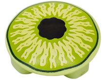 Part 2654pb011 - Plate, Round 2 x 2 with Rounded Bottom and Lime and Black Eye Pattern - De BrickPlaats