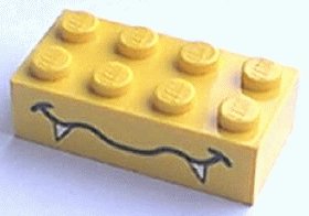 Part 3001pb012 - Brick 2 x 4 with Wavy Mouth and Fangs Pattern - De BrickPlaats