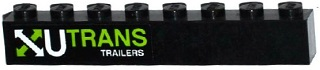 Part 3008pb141L - Brick 1 x 8 with White and Lime Arrows and 'U TRANS TRAILERS' Pattern Model Left Side (Sticker) - Set 60085 - De BrickPlaats