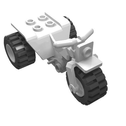 Part 30187c01 - Tricycle with Dark Gray Chassis & White Wheels - De BrickPlaats