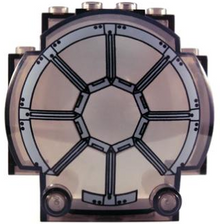 Part 30366pb03 - Windscreen 3 x 6 x 5 Bubble with SW 8 Spoke Radial Light Bluish Gray Thick Lines Pattern - De BrickPlaats