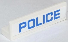 Part 30413pb040 - Panel 1 x 4 x 1 with Blue 'POLICE' Thin Narrow Font Pattern (Sticker) - Set 60042 - De BrickPlaats