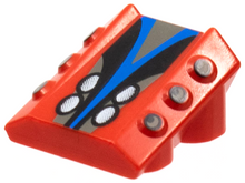 Part 30603pb09 - Brick, Modified 2 x 2 No Studs, Sloped with 6 Side Pistons Raised and Silver, Black, and Blue Pattern - De BrickPlaats
