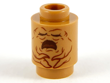 Part 3062pb065 - Brick, Round 1 x 1 with Reddish Brown Mandrake Face and Open Mouth Pattern - De BrickPlaats