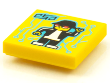 Part 3068pb1593 - Tile 2 x 2 with BeatBit Album Cover - Minifigure Dancing Robot with Medium Azure Circuitry Pattern - De BrickPlaats