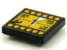 Part 3068pb1603 - Tile 2 x 2 with BeatBit Album Cover - Yellow TV Screen Countdown Number 1 Pattern - De BrickPlaats