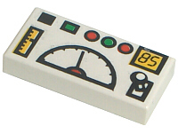 Part 3069p52 - Tile 1 x 2 with Gauges, Buttons and '85' Pattern - De BrickPlaats