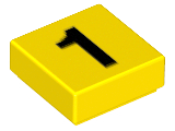 Part 3070p01 - Tile 1 x 1 with Black Number 1 Pattern - De BrickPlaats