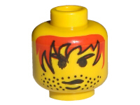 Part 3626px33 - Minifigure, Head Red Eyebrows and Hair with Black Outline, Stubble, Chin Dimple, Scowl Pattern - De BrickPlaats