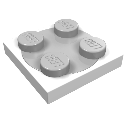 Part 3680c01 - Turntable 2 x 2 Plate with Light Gray Top (3680 / 3679) - De BrickPlaats