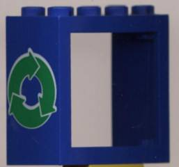 Part 4132pb01 - Window 2 x 4 x 3 - Solid Studs with Green Recycling Arrows Pattern - De BrickPlaats