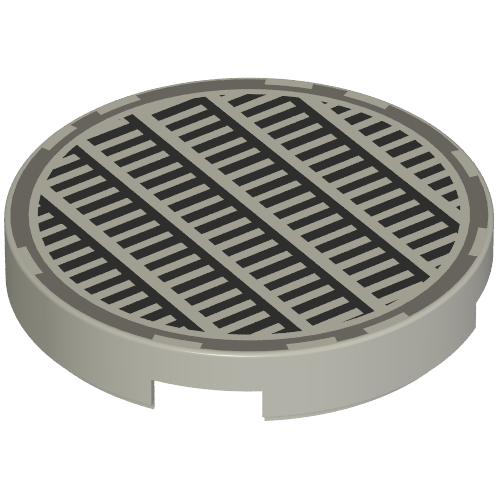 Part 4150ps4 - Tile, Round 2 x 2 with Fine Mesh Grille Manhole Cover Pattern - De BrickPlaats