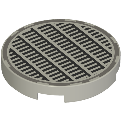 Part 4150ps4 - Tile, Round 2 x 2 with Fine Mesh Grille Manhole Cover Pattern - De BrickPlaats