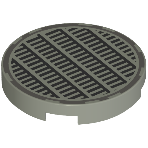 Part 4150ps4 - Tile, Round 2 x 2 with Fine Mesh Grille Manhole Cover Pattern - De BrickPlaats