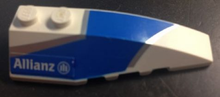 Part 41747pb060 - Wedge 6 x 2 Right with Blue and Silver Wraparound Pattern, with Allianz Logo Pattern (Sticker) - Set 8374 - De BrickPlaats