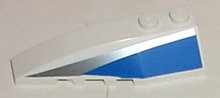 Part 41748pb012 - Wedge 6 x 2 Left with Blue and Silver Side Pattern - De BrickPlaats
