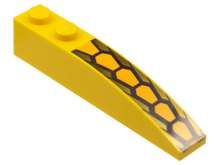 Part 42022pb04 - Slope, Curved 6 x 1 with Repeating Medium Orange and Black Hexagonal Scale Pattern - De BrickPlaats