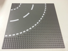Part 44342px2 - Baseplate, Road 32 x 32 6-Stud Curve with White Dashed Lines Pattern