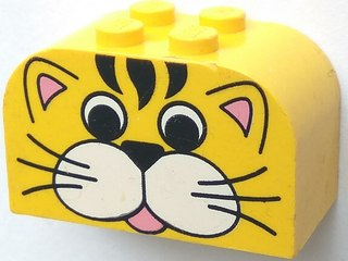 Part 4744px11 - Slope, Curved 4 x 2 x 2 Double with 4 Studs with Tiger Face Pattern - De BrickPlaats