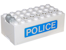 Part 4760c01pb07 - Electric 9V Battery Box Small with 'POLICE' Pattern on Both Sides (Stickers) - Set 6450 - De BrickPlaats