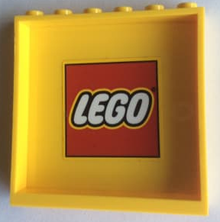 Part 59349pb215 - Panel 1 x 6 x 5 with LEGO Logo with Yellow Border Pattern on Inside (Sticker) - Set 60169 - De BrickPlaats