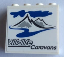 Part 60581pb163 - Panel 1 x 4 x 3 with Side Supports - Hollow Studs with 'Wildlife Caravans' Pattern (Sticker) - Set 60182 - De BrickPlaats