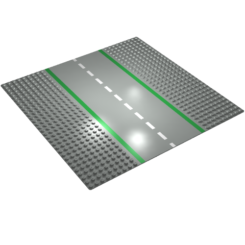 Part 606p01 - Baseplate, Road 32 x 32 9-Stud Straight with Road Pattern - De BrickPlaats