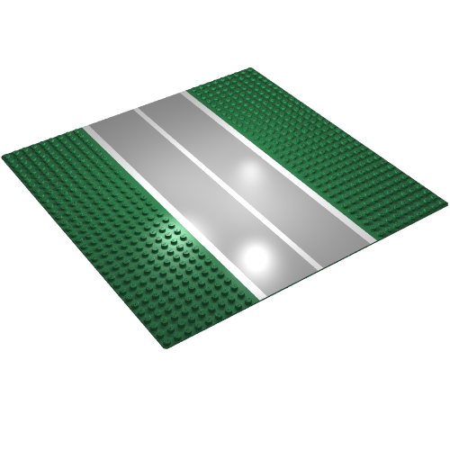 Part 606p33 - Baseplate, Road 32 x 32 9-Stud Straight with Runway Pattern - De BrickPlaats