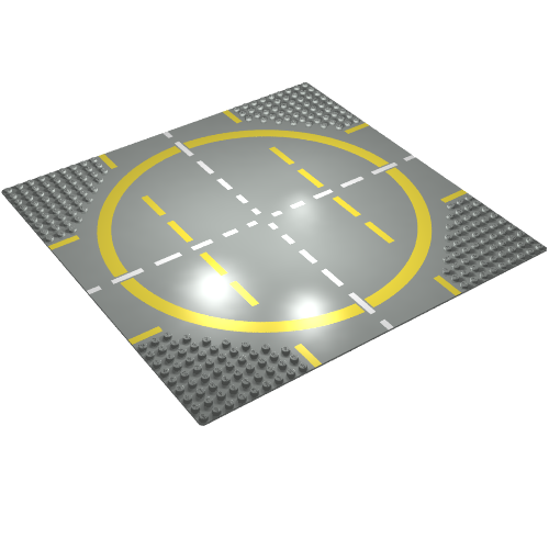 Part 6099p03 - Baseplate, Road 32 x 32 9-Stud Landing Pad with Yellow Circle Pattern - De BrickPlaats