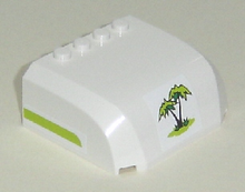Part 61484pb001 - Windscreen 5 x 6 x 2 Curved Top Canopy with 4 Studs with Lime Line on Both Sides and Palm Tree on Front Pattern (Stickers) - Set 7639 - De BrickPlaats