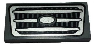 Part 87079pb0214 - Tile 2 x 4 with Silver Car Grille Pattern - De BrickPlaats