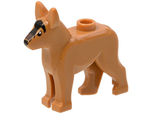 Part 92586pb01 - Dog, Alsatian / German Shepherd with Black Eyes, Nose, Blaze and Dark Brown Muzzle Pattern - De BrickPlaats