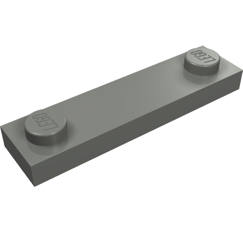 Part 92593 - Plate, Modified 1 x 4 with 2 Studs without Groove - De BrickPlaats