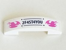Part 93273pb145 - Slope, Curved 4 x 1 x 2/3 Double with '2F4ST4YOU' Pattern (Sticker) - Set 41348 - De BrickPlaats