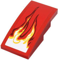 Part 93606pb004R - Slope, Curved 4 x 2 with White and Yellow Flames Pattern Model Right Side (Sticker) - Set 9441 - De BrickPlaats