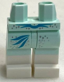 Part 970c00pb1334 - Hips and Legs with White Boots, Silver Stars, Metallic Light Blue Curved Stripes Pattern (BAM) - De BrickPlaats