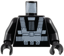 Part 973p52c01 - Torso Space White Harness and Chest Panel with Rivets Pattern (Blacktron I) / Black Arms / Black Hands - De BrickPlaats